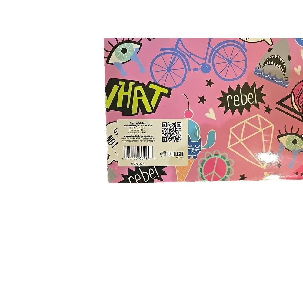 Top Flight 2-Pocket School Folders Pink Pop Art‎ Girl Power Rebel 4 Pack